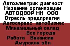 Автоэлектрик-диагност › Название организации ­ АВТОДВОР-НН, ООО › Отрасль предприятия ­ Автосервис, автобизнес › Минимальный оклад ­ 25 000 - Все города Работа » Вакансии   . Амурская обл.,Белогорск г.